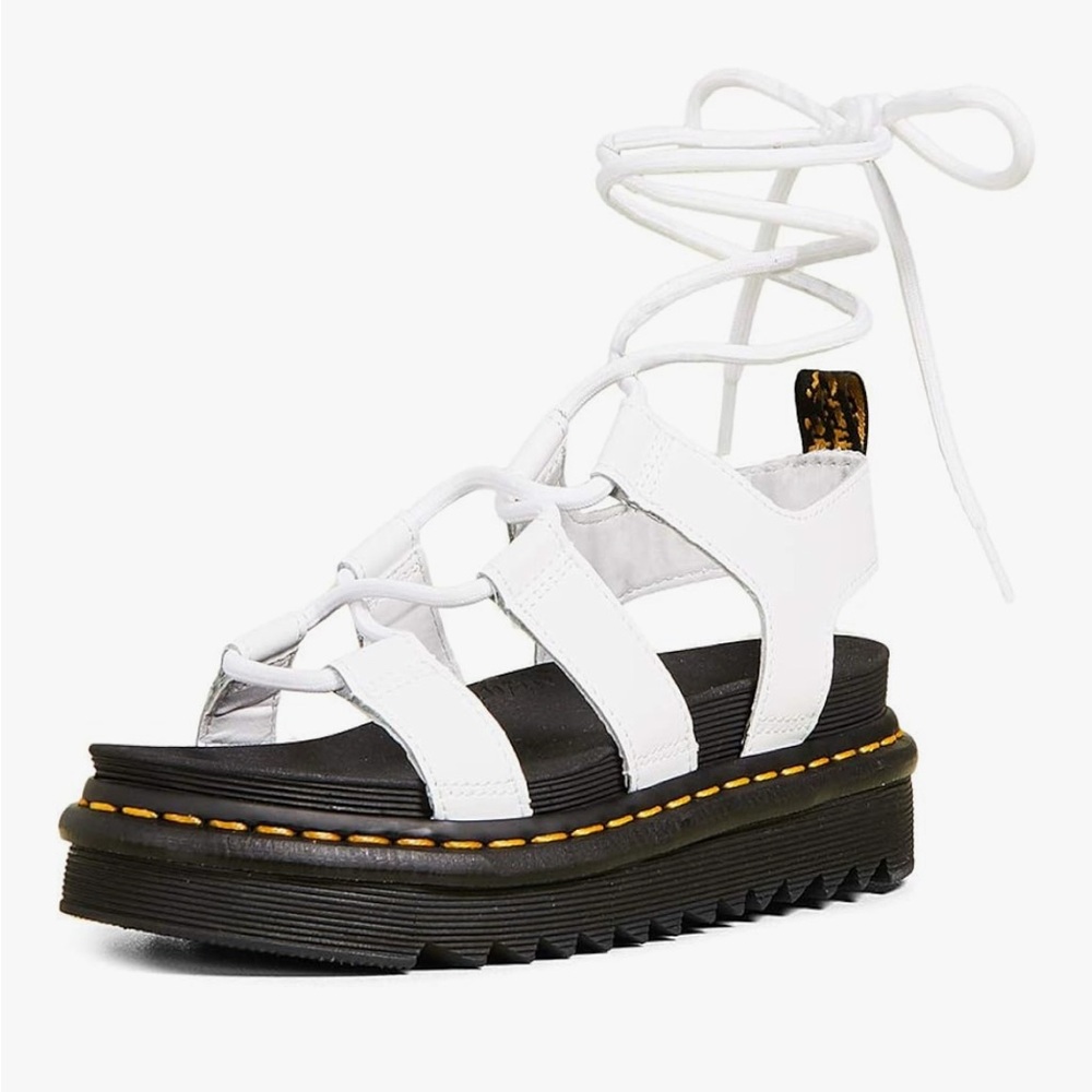 Dr. Martens White Gladiator Platform Sandals